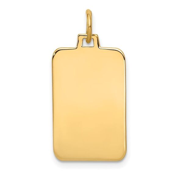 Kazi Luxury 14k Yellow Gold Plain .009 Gauge Engravable Rectangular Disc Charm